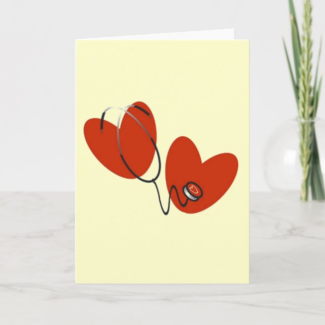 Hearts and Stethoscope T-shirts and Gifts Card (Front)