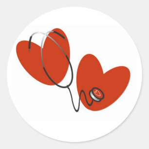 Hearts and Stethoscope T-shirts and Gifts Classic Round Sticker