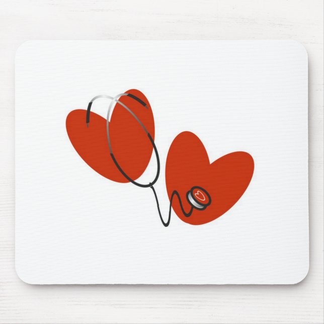 Hearts and Stethoscope T-shirts and Gifts Mouse Mat (Front)