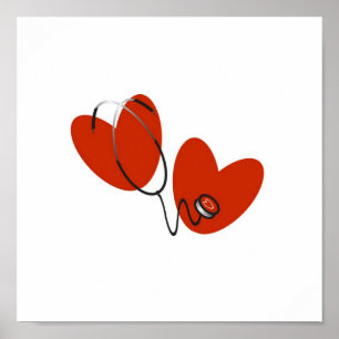 Hearts and Stethoscope T-shirts and Gifts Poster