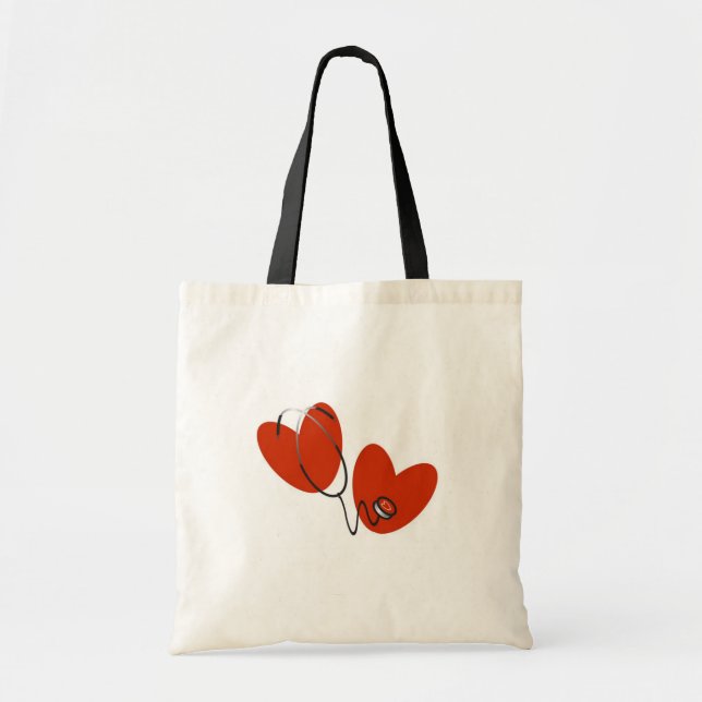 Hearts and Stethoscope T-shirts and Gifts Tote Bag (Front)