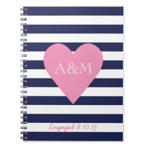 Hearts and Stripes Engaged Notebook