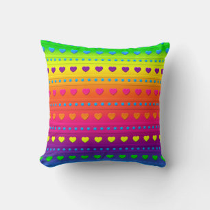 Hearts and Stripes- Square Throw Pillow