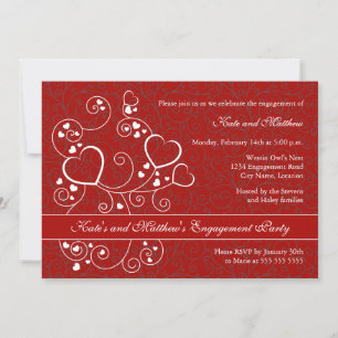 Hearts and Swirls Engagement Party Invitation