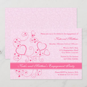 Hearts and Swirls Engagement Party Invitation