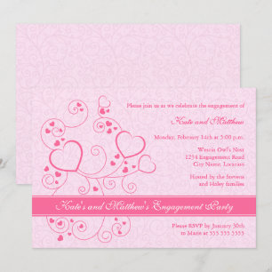 Hearts and Swirls Engagement Party Invitation
