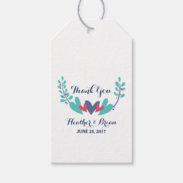 Hearts and Vines Wedding Gift Tags (Front)
