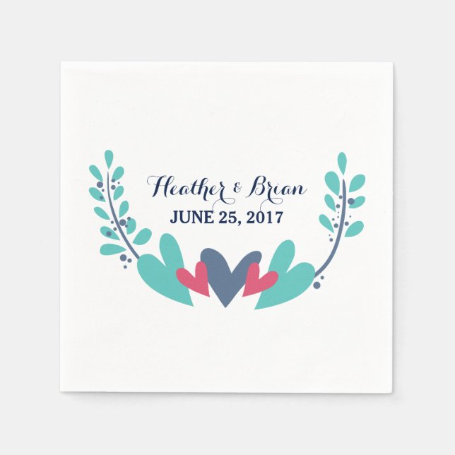Hearts and Vines Wedding Paper Napkins (Front)