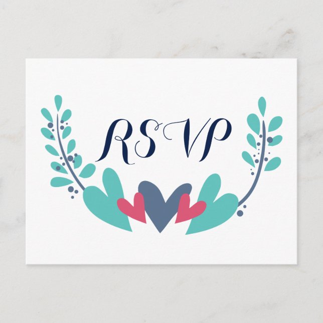 Hearts and Vines Wedding RSVP Postcard (Front)