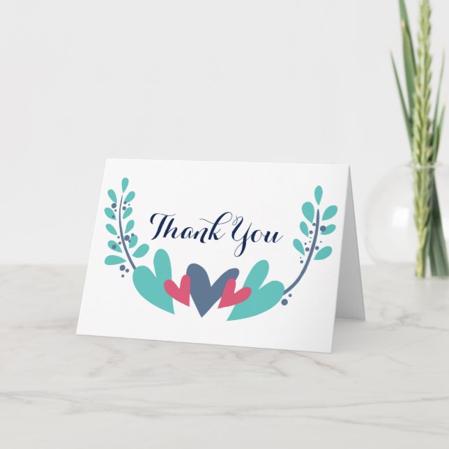 Hearts and Vines Wedding Thank You Card (Front)