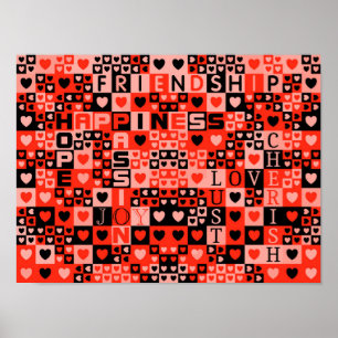 Hearts and Words Art Poster