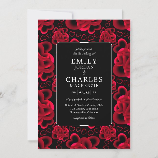 Hearts Aplenty Elegant Wedding Invitation (Front)