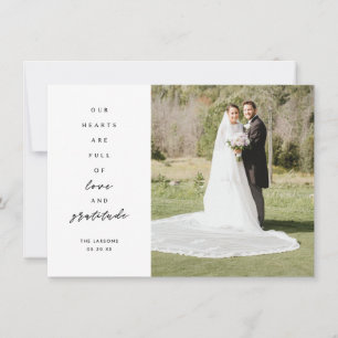 Hearts are Full Two Photo Wedding Thank You Card