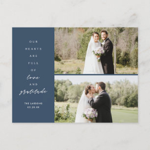 Hearts are Full Two Photo Wedding Thank You Postcard