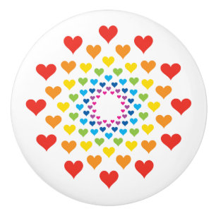 Hearts around hearts ceramic knob