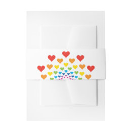 Hearts around hearts invitation belly band