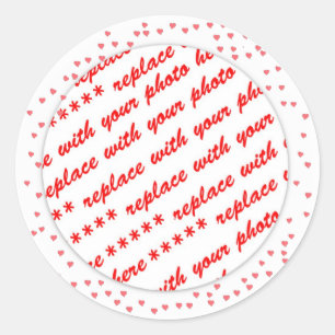 Hearts Around Your Photo Template Classic Round Sticker
