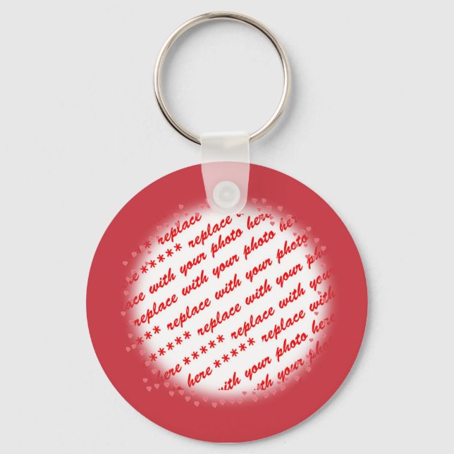 Hearts Around Your Photo Template Key Ring (Front)