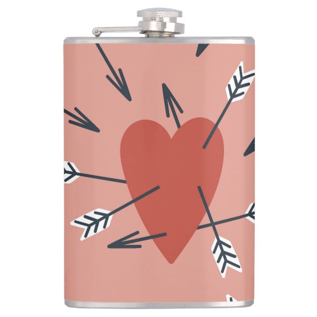 Hearts arrows hand-made. hip flask (Front)
