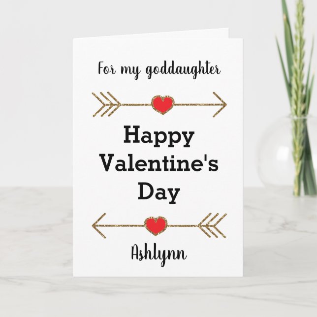 Hearts Arrows Happy Valentine's Day Goddaughter Card (Front)