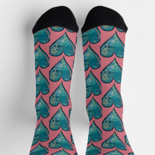 Hearts Artwork blue and pink heart Socks