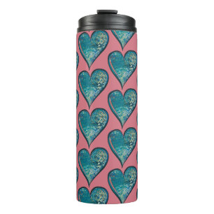 Hearts Artwork blue and pink heart                 Thermal Tumbler