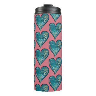 Hearts Artwork blue and pink heart Thermal Tumbler