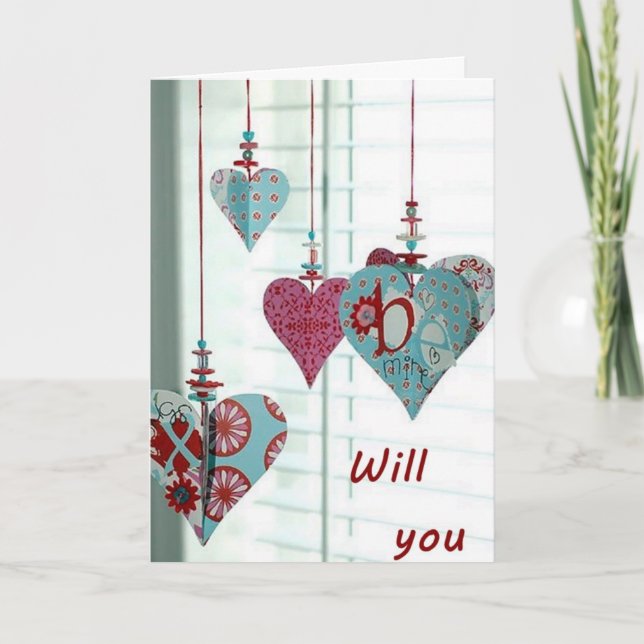 HEARTS ASK "WILL U HANG OUT WITH ME" VALENTINE HOLIDAY CARD (Front)