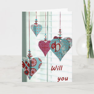 HEARTS ASK "WILL U HANG OUT WITH ME" VALENTINE HOLIDAY CARD