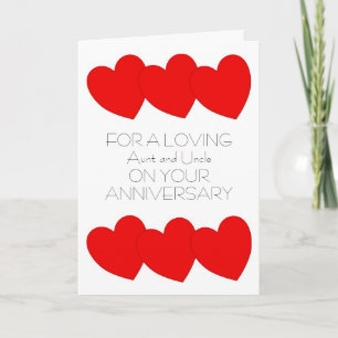 Hearts Aunt And Uncle Wedding Anniversary Card