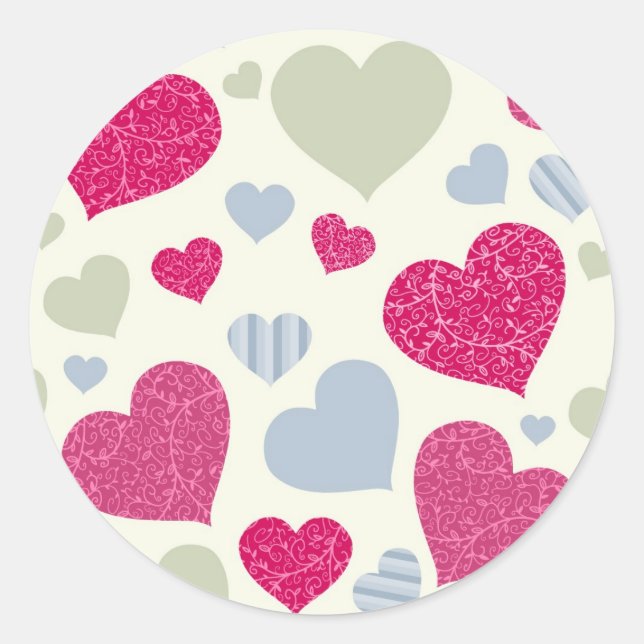 Hearts Background Classic Round Sticker (Front)