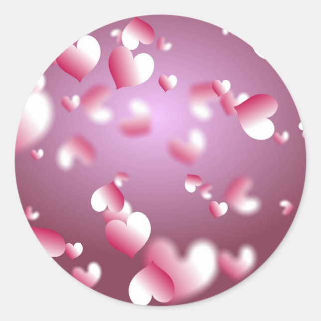 Hearts Background Classic Round Sticker (Front)