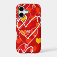 Hearts background in red, iPhone case