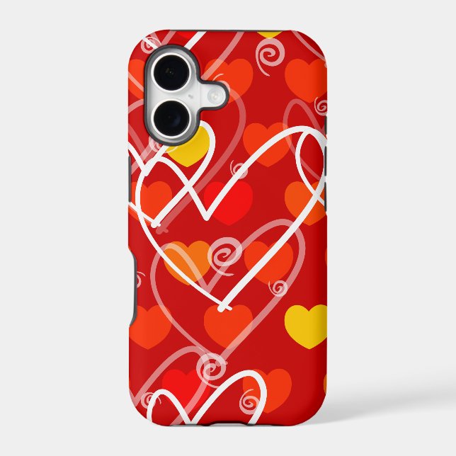 Hearts background in red, iPhone case (Back)