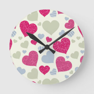 Hearts Background Round Clock