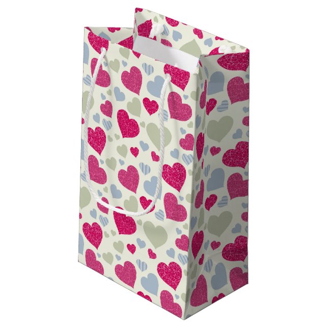 Hearts Background Small Gift Bag (Back Angled)