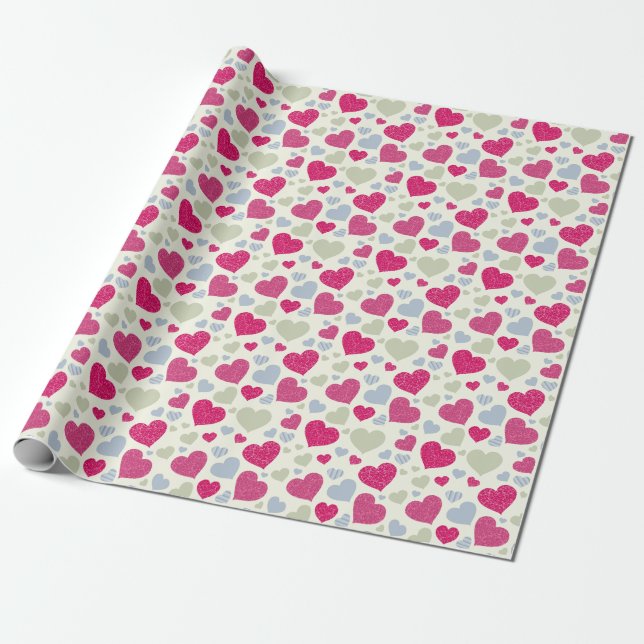 Hearts Background Wrapping Paper (Unrolled)