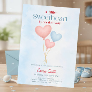 Hearts balloons  Baby Shower  Invitation