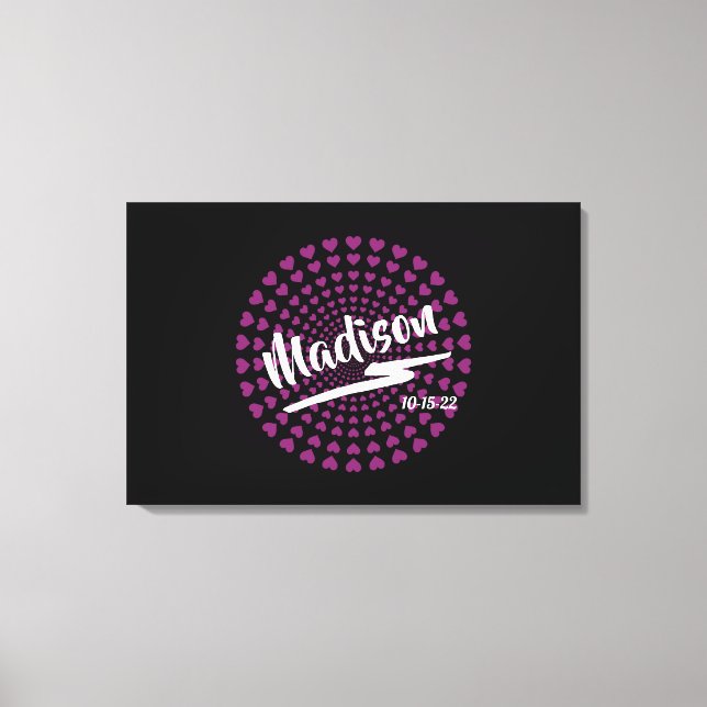 Hearts Bat Mitzvah Sign-In Board Canvas Print (Front)