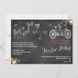 Hearts & Bicycle Chalkboard Post Wedding Invite