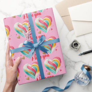 hearts birthday valentine's anniversary wrapping paper