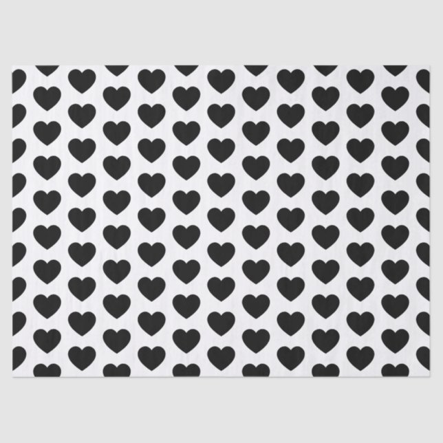Hearts, Black on White Tissue Paper (Front)