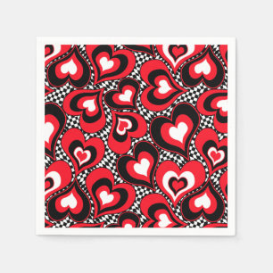 Hearts, black, red and white . napkin