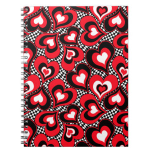 Hearts, black, red and white . notebook