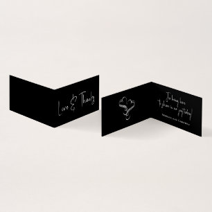 Hearts Black Wedding Small Thank You Favour Cards