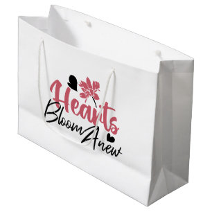 Hearts Bloom Anew - Inspirational Floral Quote Large Gift Bag
