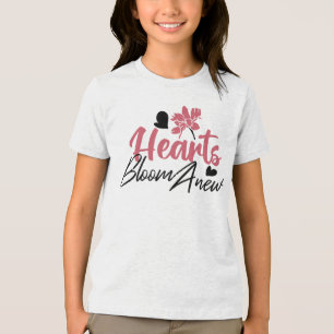 Hearts Bloom Anew - Inspirational Floral Quote Tri-Blend Shirt