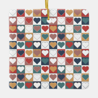 Hearts board in mix of aesthetic colours ceramic ornament