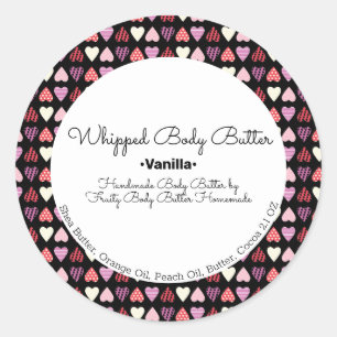 Hearts Body Butter Bath Branding Packaging Classic Round Sticker