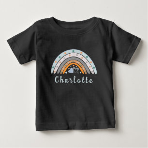 Hearts Boho Rainbow with Personalised Name Baby T-Shirt
